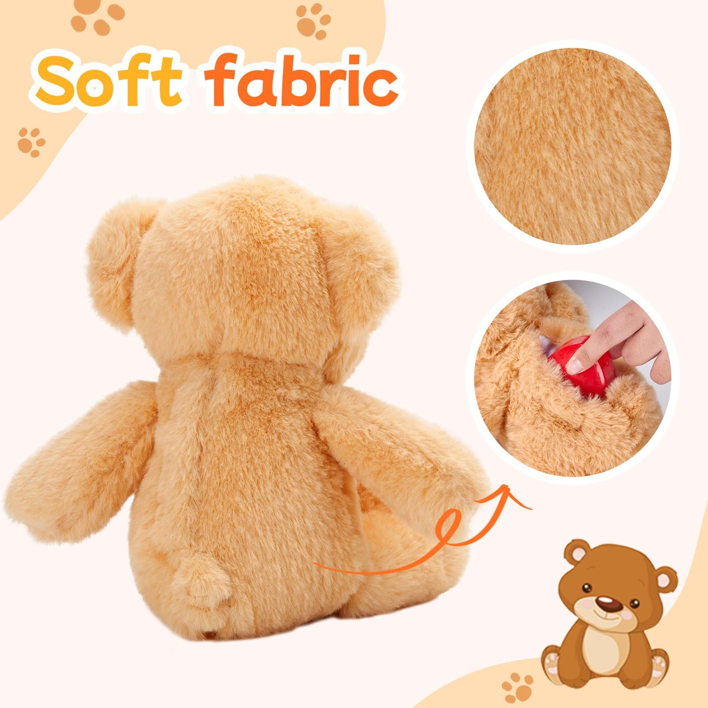 CozyWorld 12-inch Heartbeat Recordable Teddy Bear – Voice Recorder Plush Toy for Kids