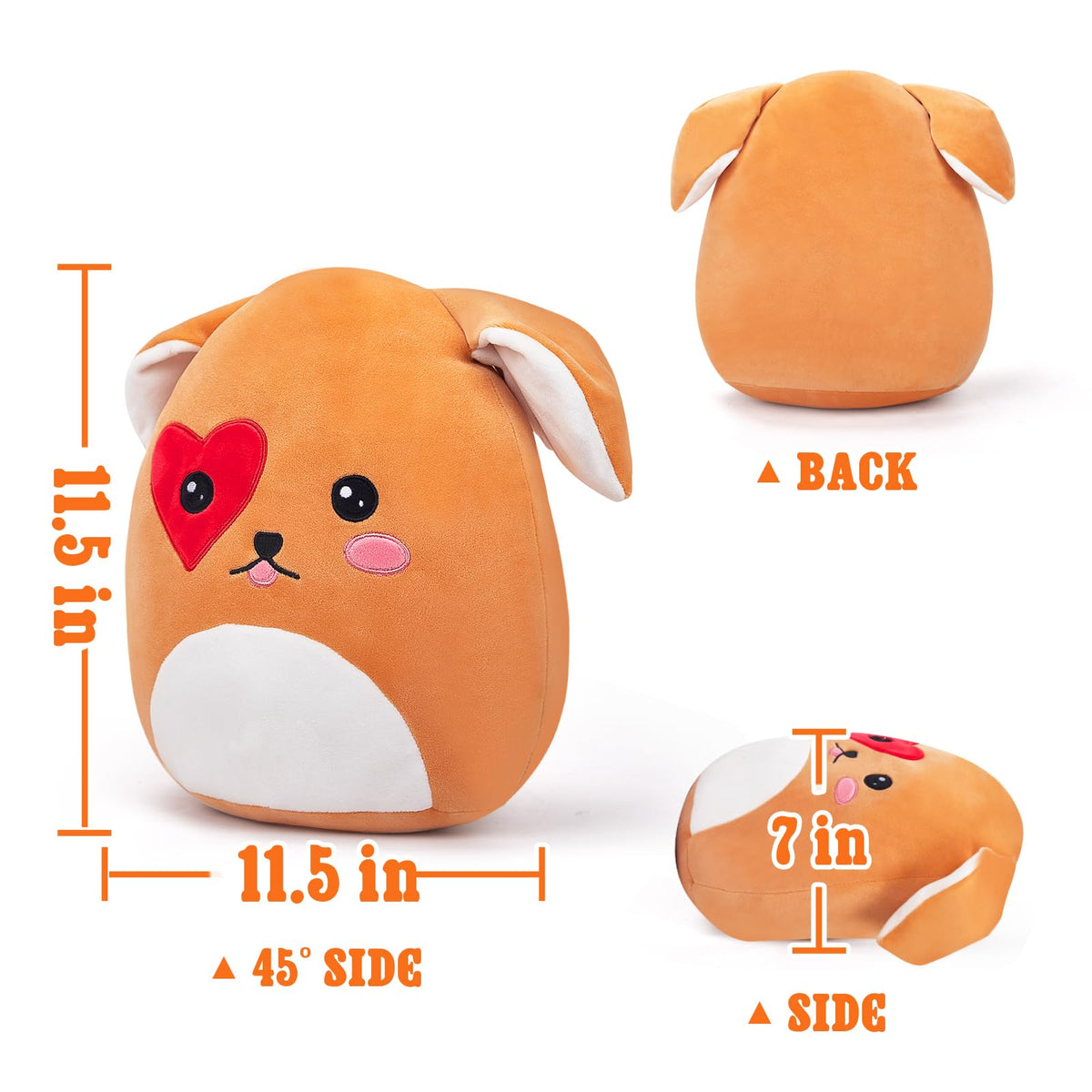 CozyWorld Valentines Puppy Plush Pillow – 11.5-Inch Heart Love You Dog