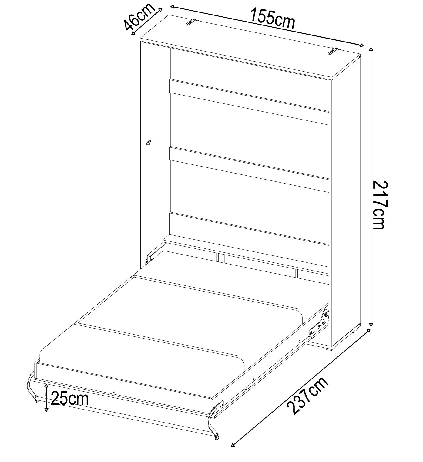 Vertical Folding Wall Bed – Double 140cm | Space Saving Pull Down Bed with Spring-Assisted Mechanism & Safety Lock