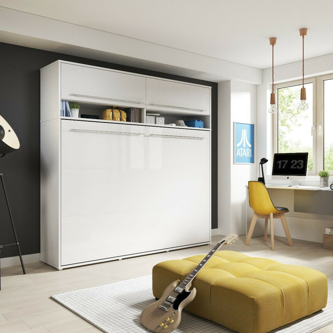 Double (140cm) Horizontal Wall Bed with Cabinet