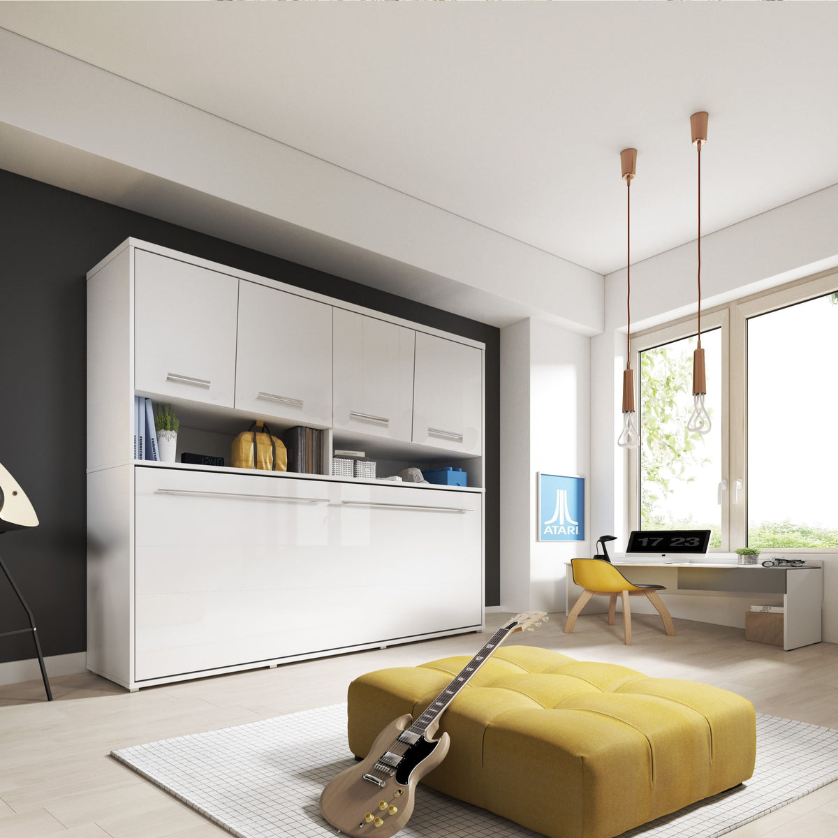 Single (90cm) Horizontal Wall Bed with Cabinet