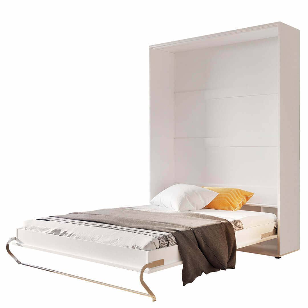 Vertical Folding Wall Bed – Double 140cm | Space Saving Pull Down Bed with Spring-Assisted Mechanism & Safety Lock