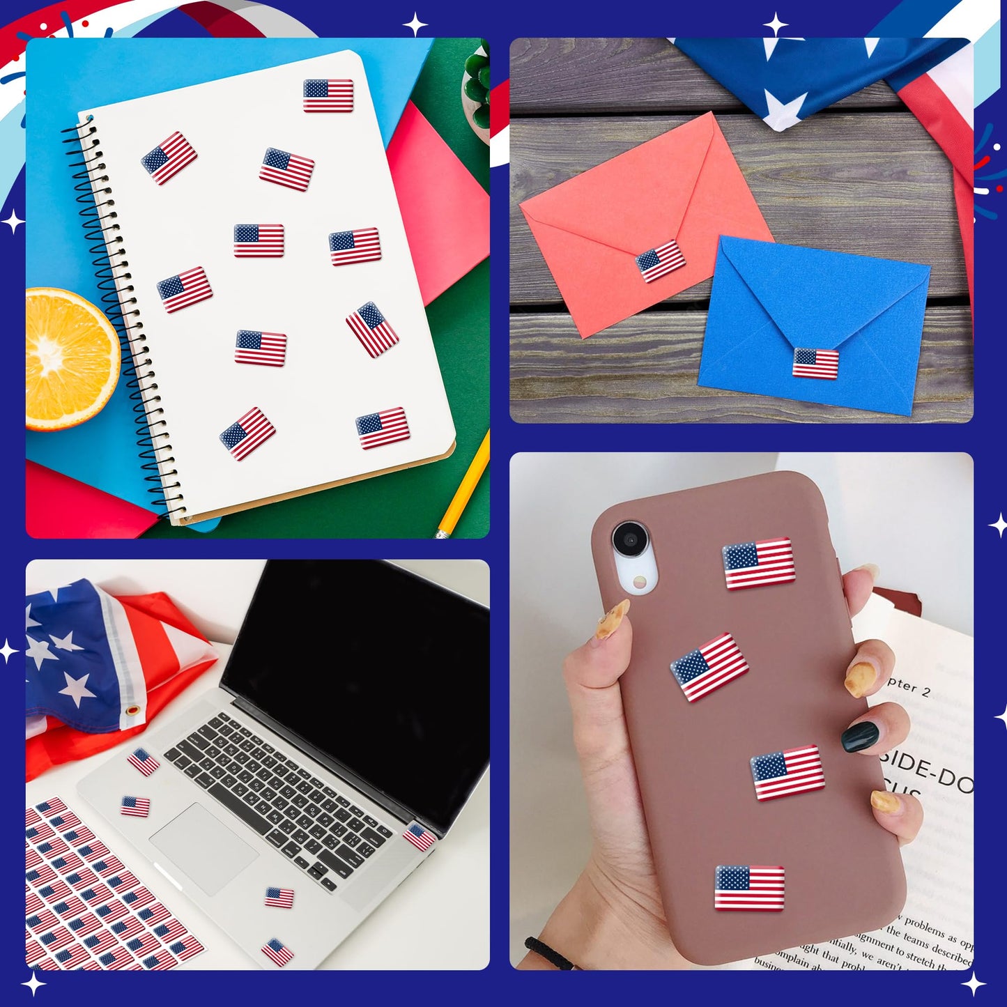 CPicdn 200Pcs American Flag 3D Dome Stickers – Waterproof Patriotic Decals for Laptops, Water Bottles, and Gifts