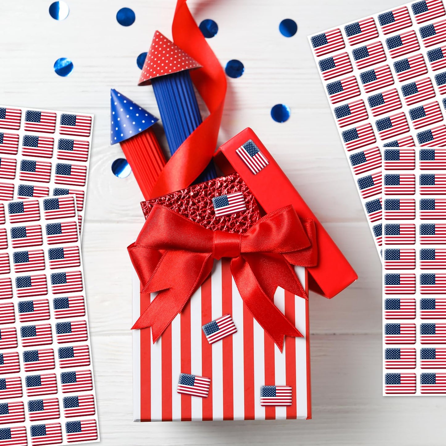 CPicdn 200Pcs American Flag 3D Dome Stickers – Waterproof Patriotic Decals for Laptops, Water Bottles, and Gifts