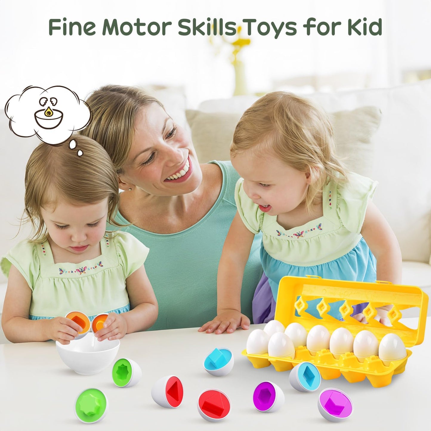 CPSYUB Matching Eggs Toys – Color & Shape Recognition for Early Learning (Yellow)