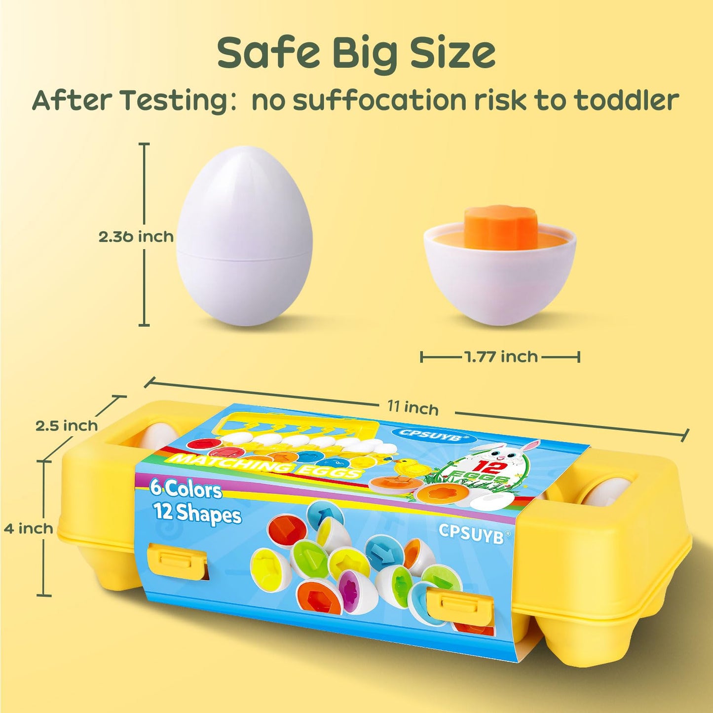 CPSYUB Matching Eggs Toys – Color & Shape Recognition for Early Learning (Yellow)
