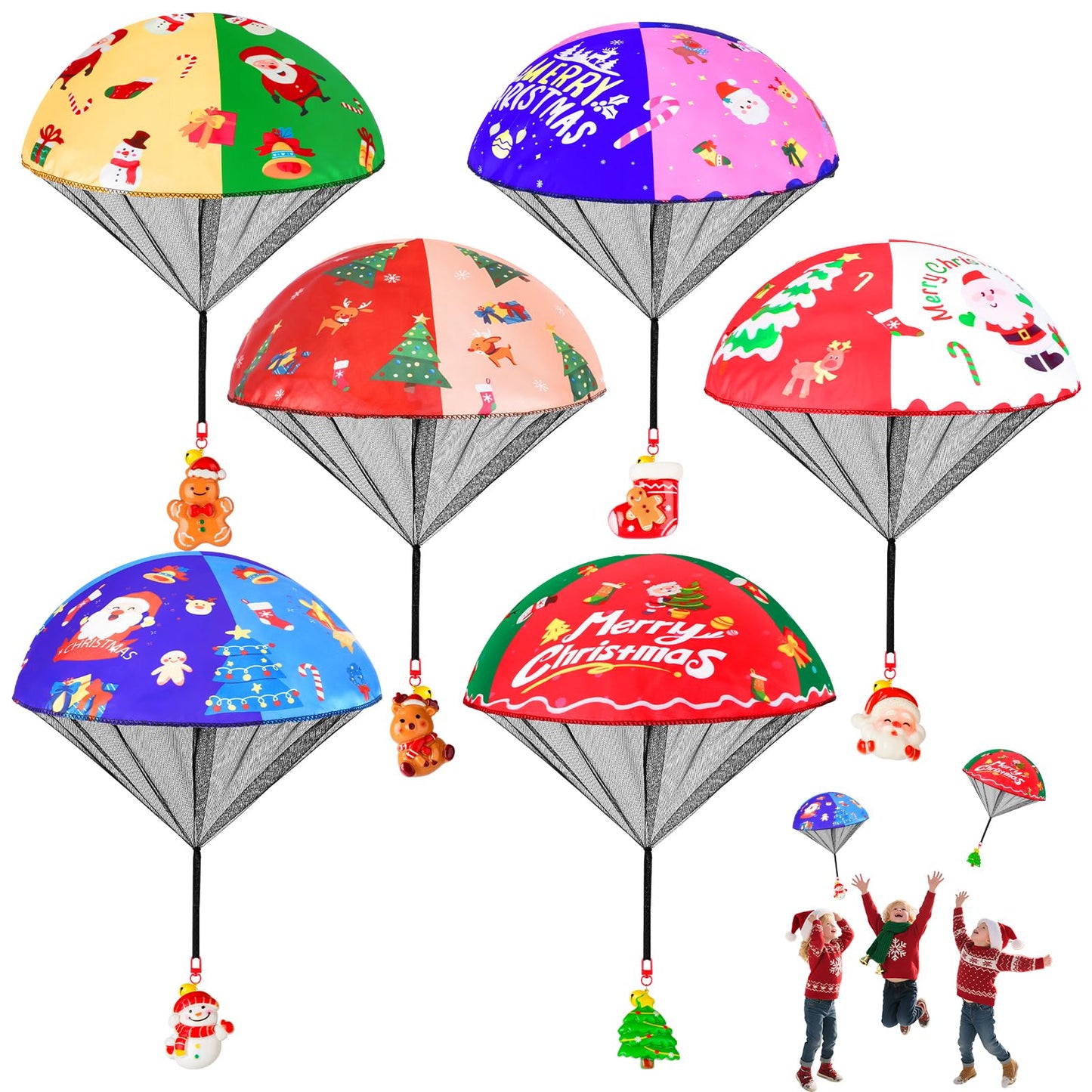 CPSYUB Mini Parachute Toys – 6-Pack Christmas Stocking Stuffers for Kids Aged 4-12