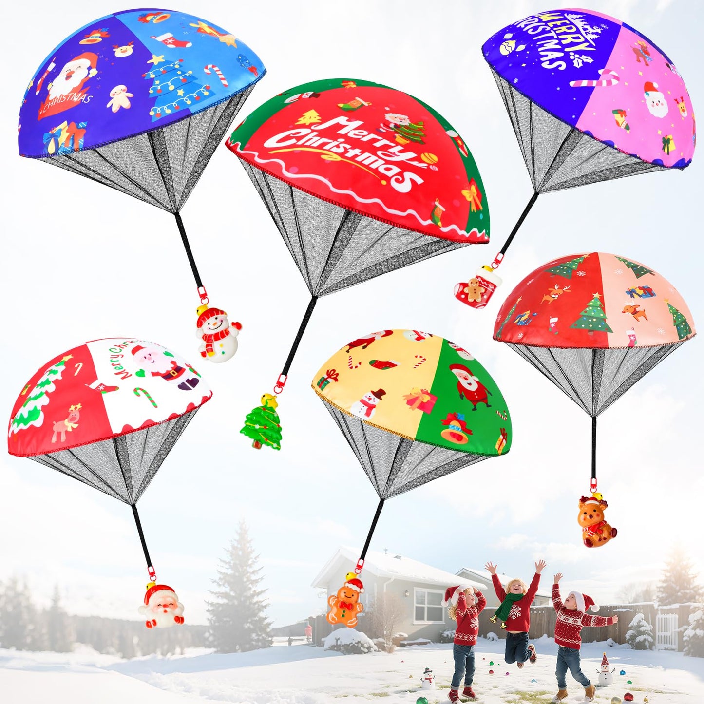 CPSYUB Mini Parachute Toys – 6-Pack Christmas Stocking Stuffers for Kids Aged 4-12