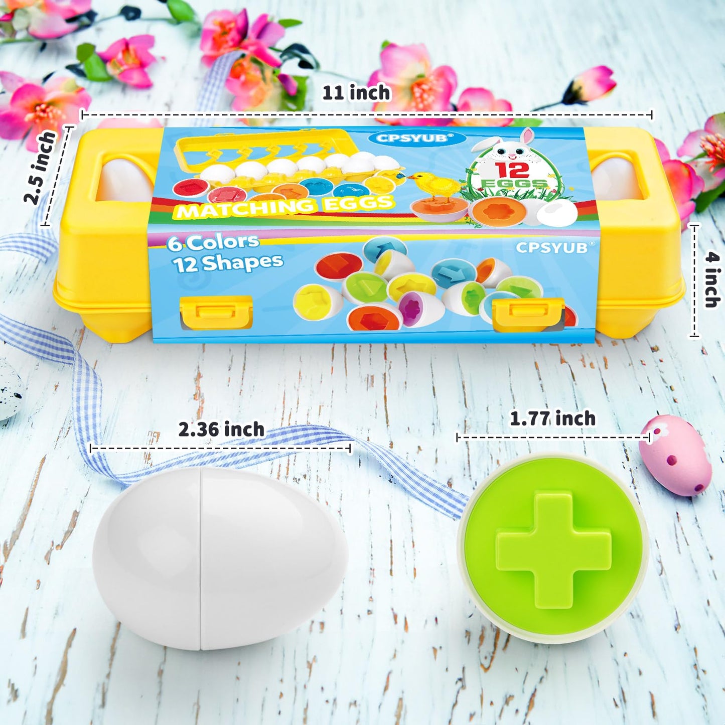 CPSYUB Matching Eggs Toys – Color & Shape Recognition for Early Learning (Yellow)