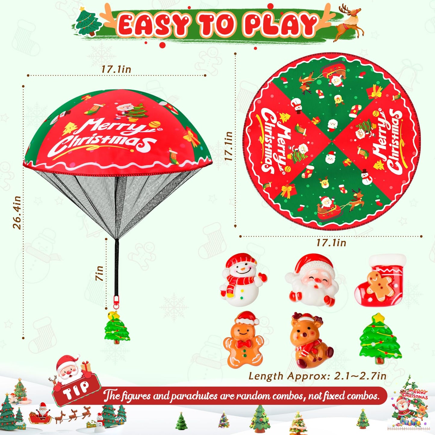 CPSYUB Mini Parachute Toys – 6-Pack Christmas Stocking Stuffers for Kids Aged 4-12