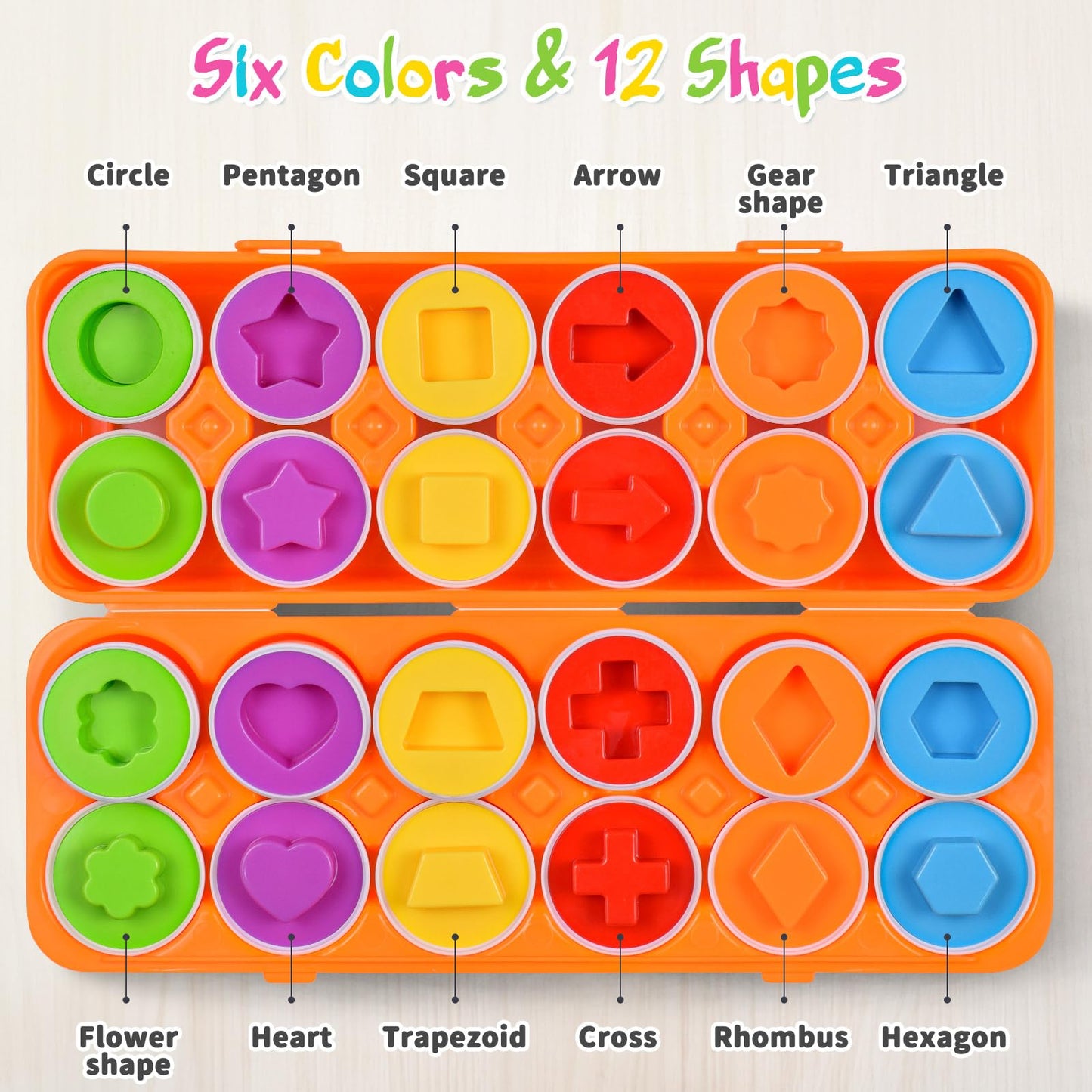 CPSYUB Toddler Eggs — Montessori Color & Shape Matching Toys, BPA Free (18m–3y)