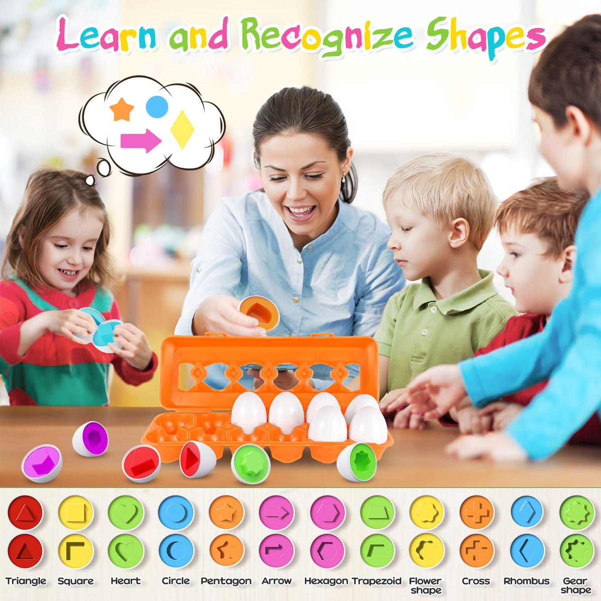 CPSYUB Toddler Eggs — Montessori Color & Shape Matching Toys, BPA Free (18m–3y)