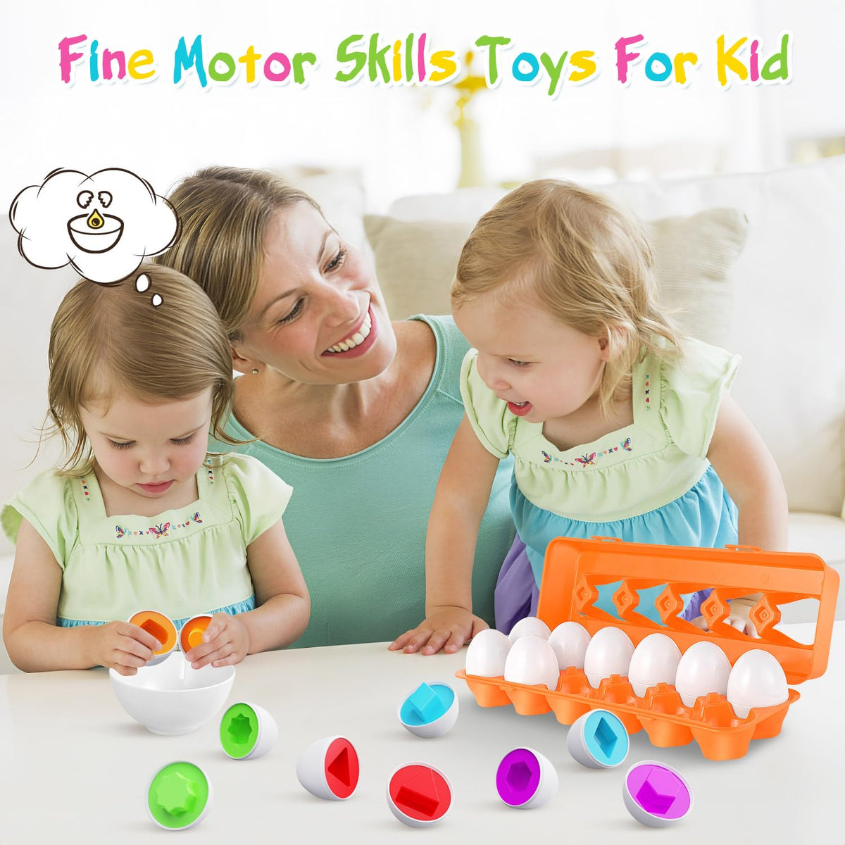 CPSYUB Toddler Eggs — Montessori Color & Shape Matching Toys, BPA Free (18m–3y)