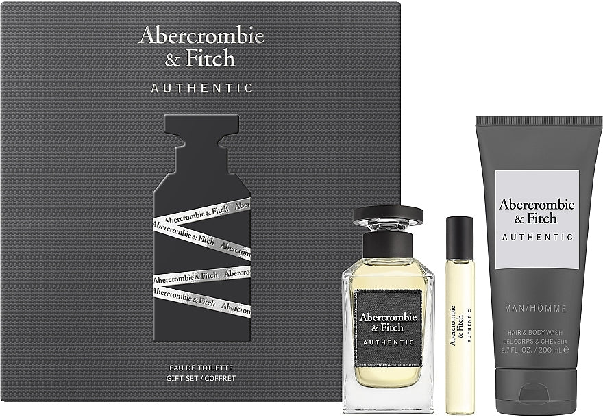 Abercrombie & Fitch Authentic Man Gift Set 100ml EDT + 200ml Hair & Body Wash + 15ml EDT