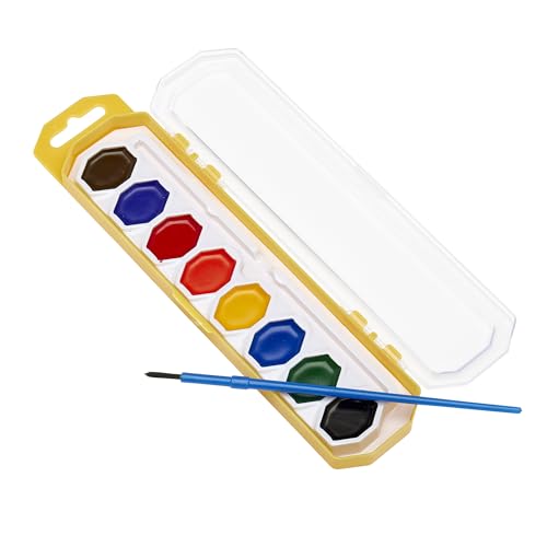 Cra-Z-Art Washable Watercolors with Brush, 8 Colors in 1 Tray (10651)