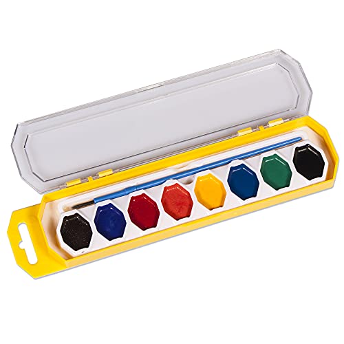 Cra-Z-Art Washable Watercolors with Brush, 8 Colors in 1 Tray (10651)