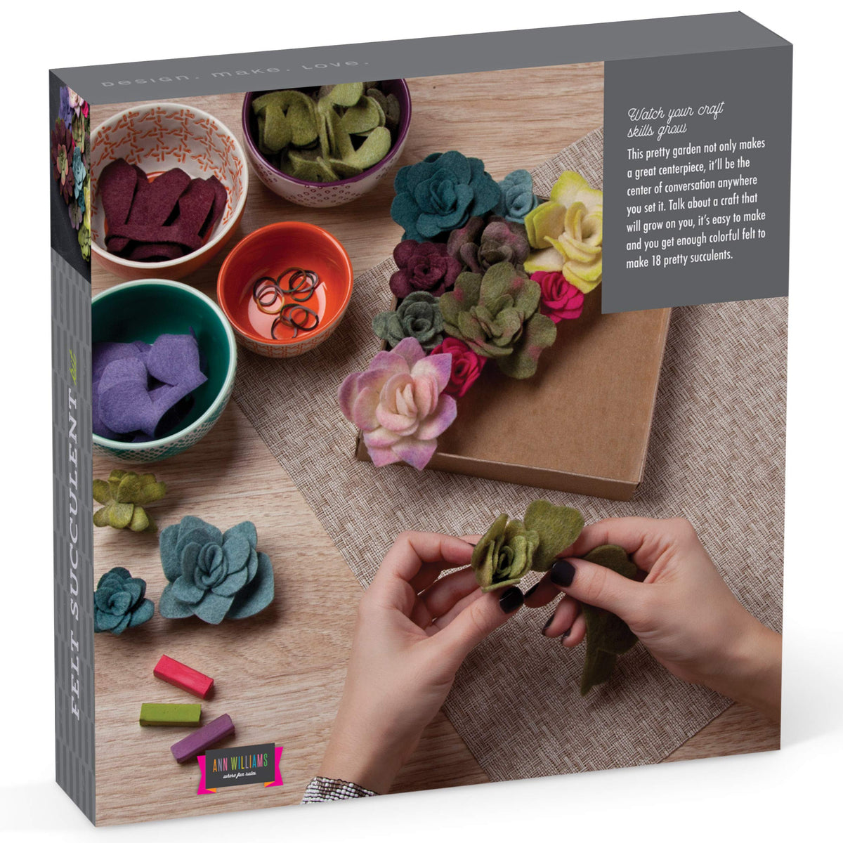 Craft Crush Felt Succulents Craft Kit – 18-Plant Display, Easy DIY for Teens & Adults