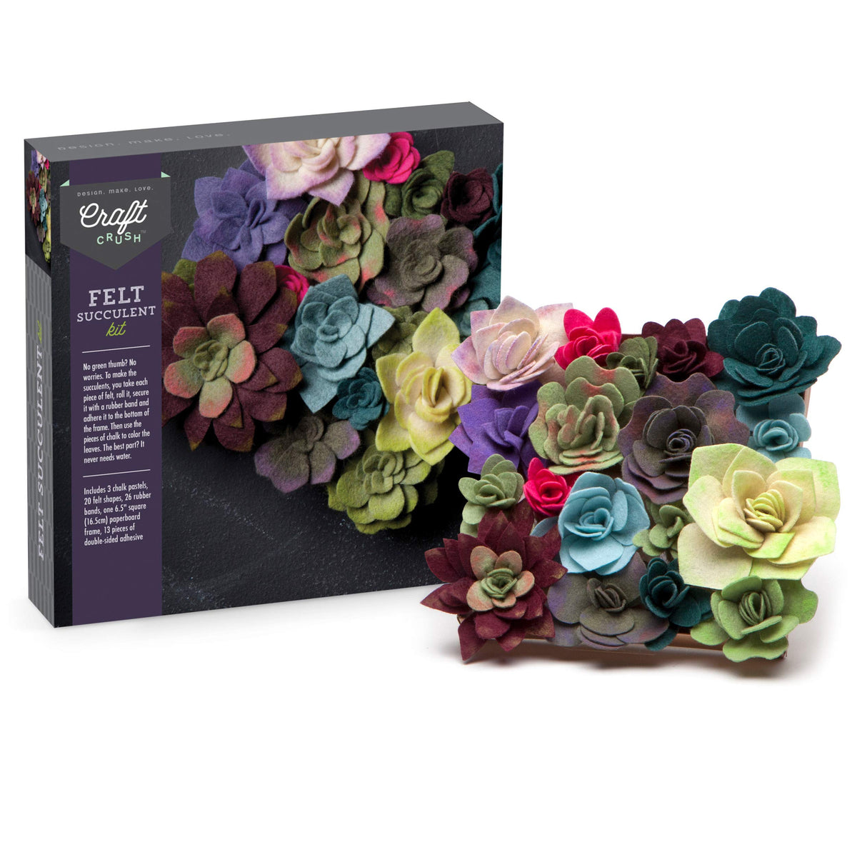 Craft Crush Felt Succulents Craft Kit – 18-Plant Display, Easy DIY for Teens & Adults