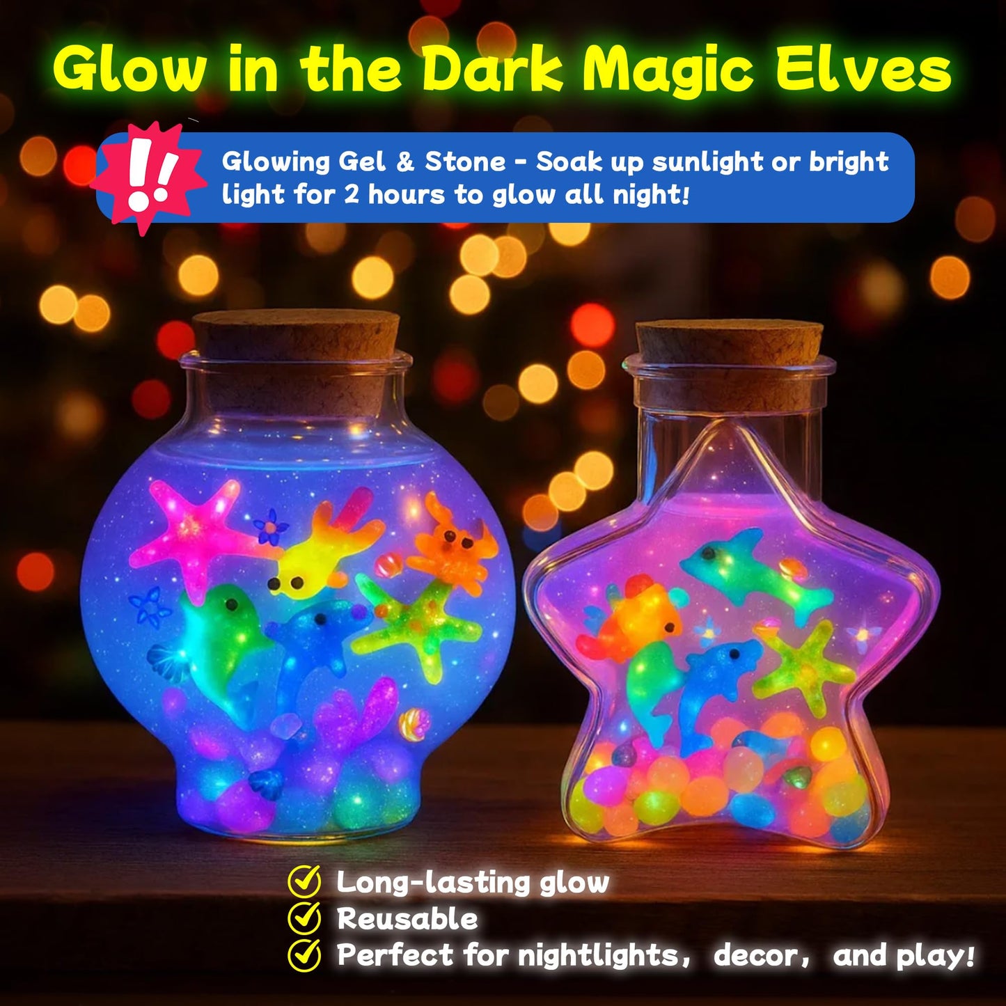 Craft Spot! LED Night Light Aqua Sea World Craft Kit for Kids – Glow Gel Water Pets & 18 Molds