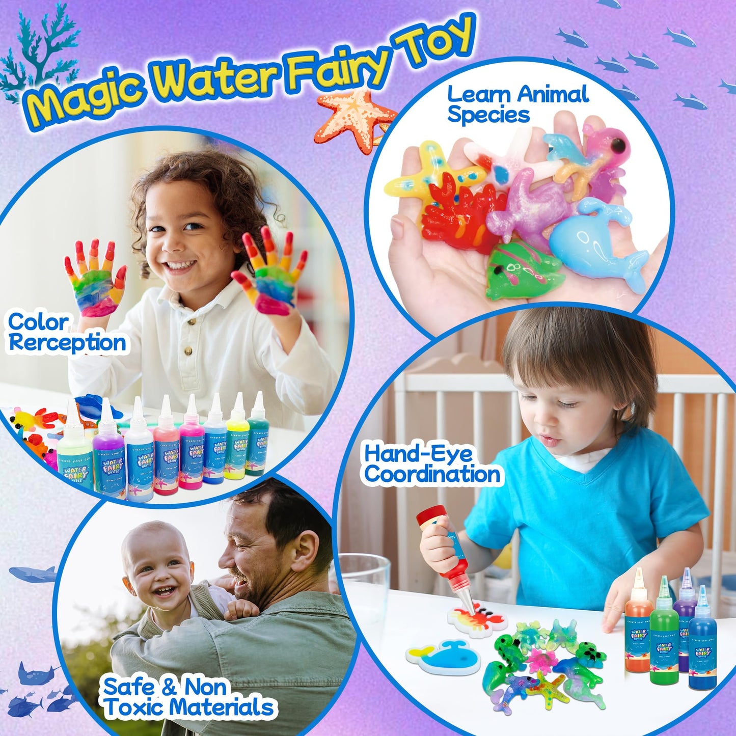 Craft Spot! 116PCS Glow-in-the-Dark Water Fairy Kit – 18 Molds, 100ml Color Gels, STEM Toy for Kids