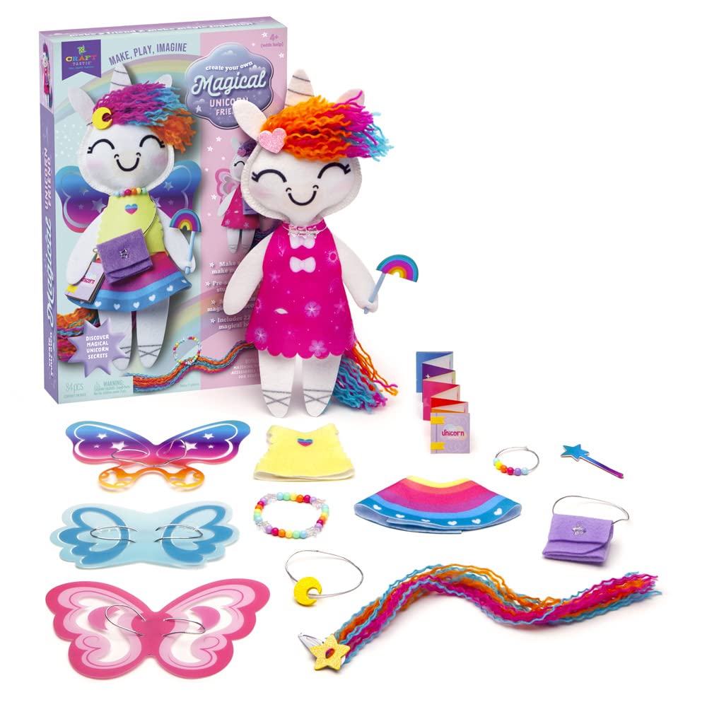Craft-Tastic Make a Unicorn Friend Craft Kit — Easy-to-Sew Stuffie with Clothes & Accessories (Ages 4+)