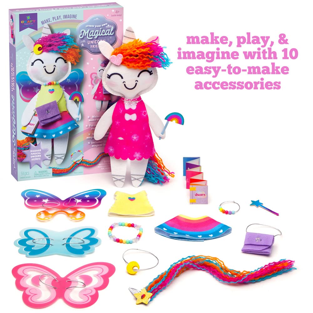 Craft-Tastic Make a Unicorn Friend Craft Kit — Easy-to-Sew Stuffie with Clothes & Accessories (Ages 4+)