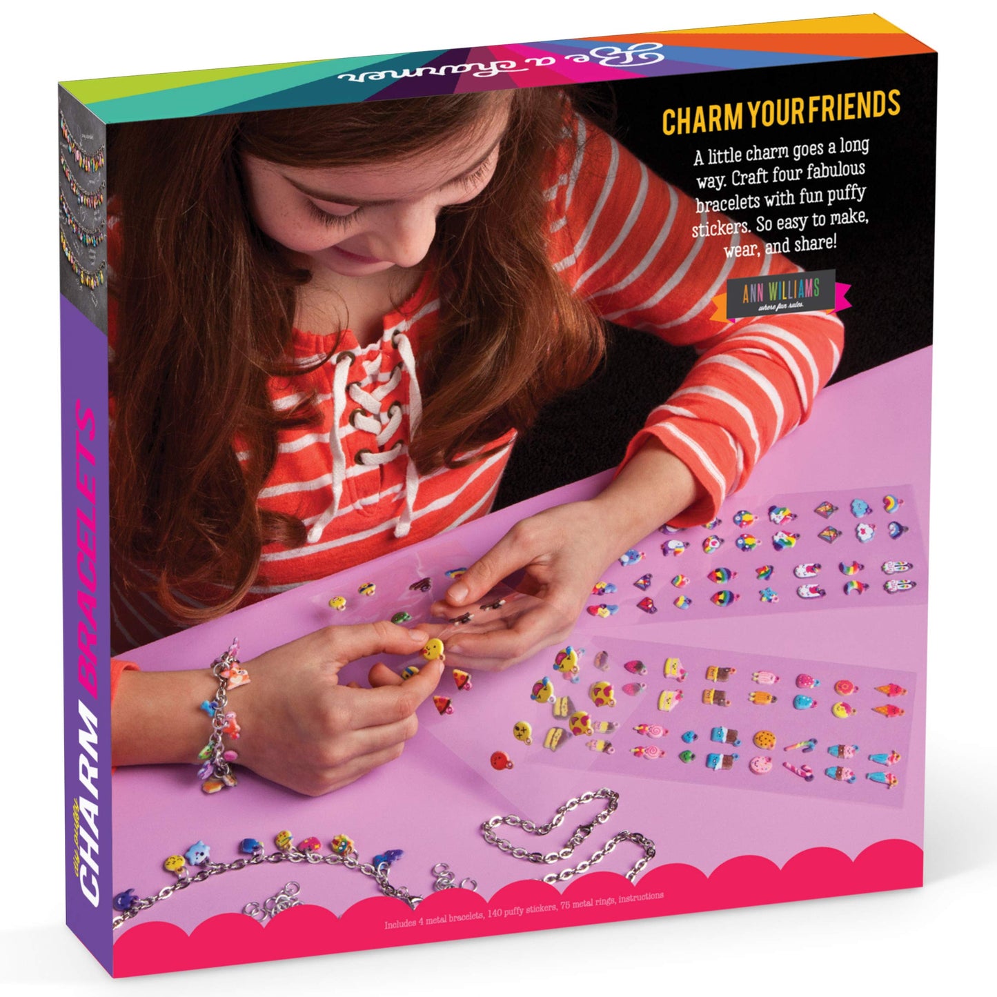 Craft-tastic DIY Puffy Charm Bracelets Kit for Kids — Make 4 Charm Bracelets (Ages 6+)