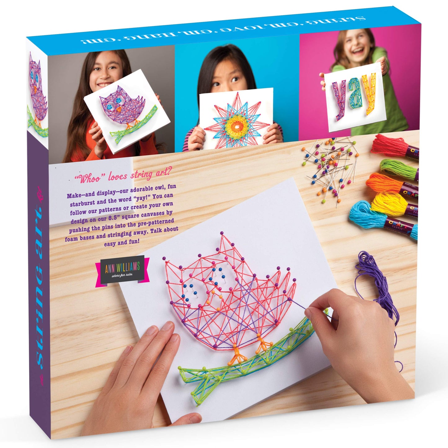 Craft-tastic DIY String Art Kit for Kids – Owl Series (3 Projects, Large)