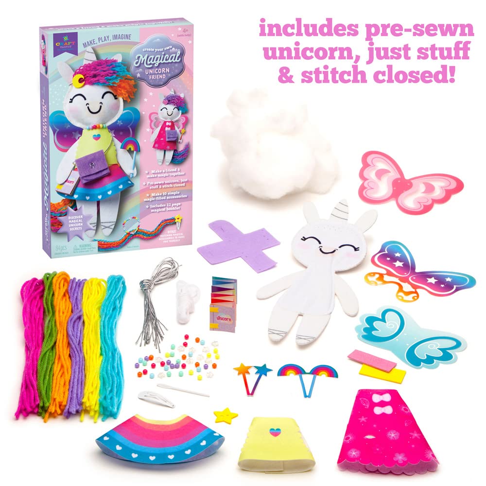 Craft-Tastic Make a Unicorn Friend Craft Kit — Easy-to-Sew Stuffie with Clothes & Accessories (Ages 4+)