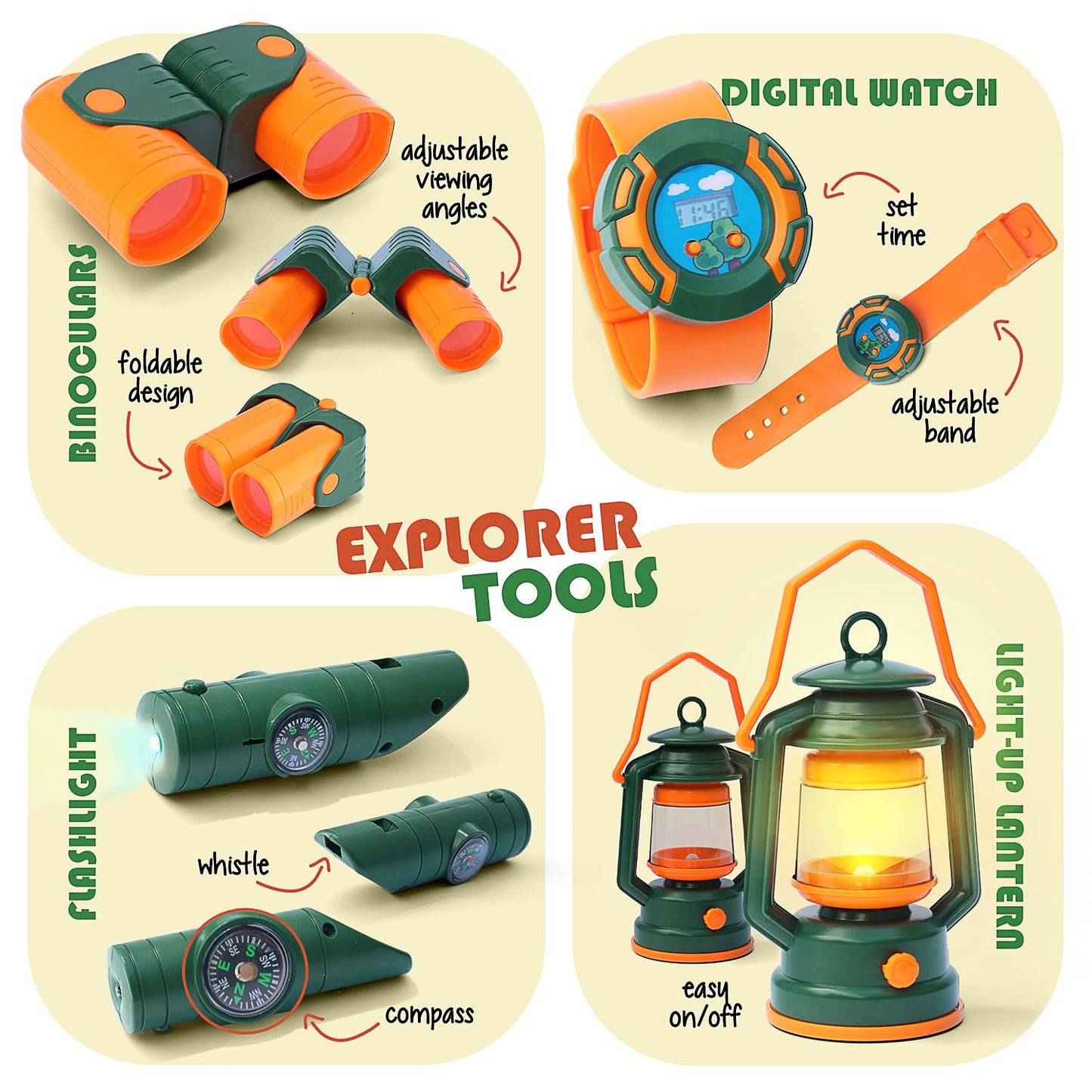 CraftBud Kids Camping Set with Pop-Up Tent – Portable Outdoor Play Kit for Ages 3-6