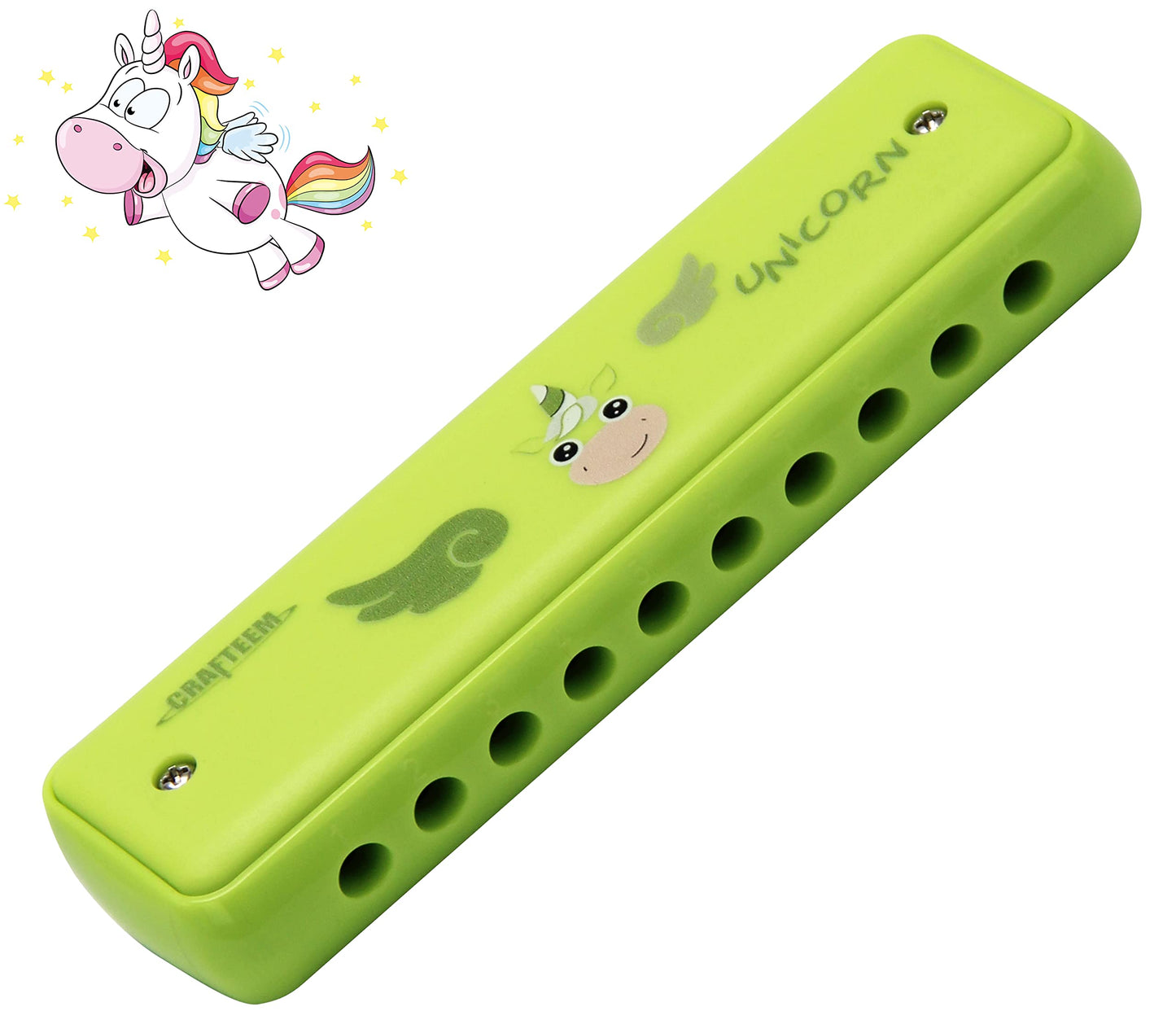CRAFTEEM Color Blues Harmonica for Kids – Key of C, 10-Hole, 20 Tones, Beginner Toy Gift