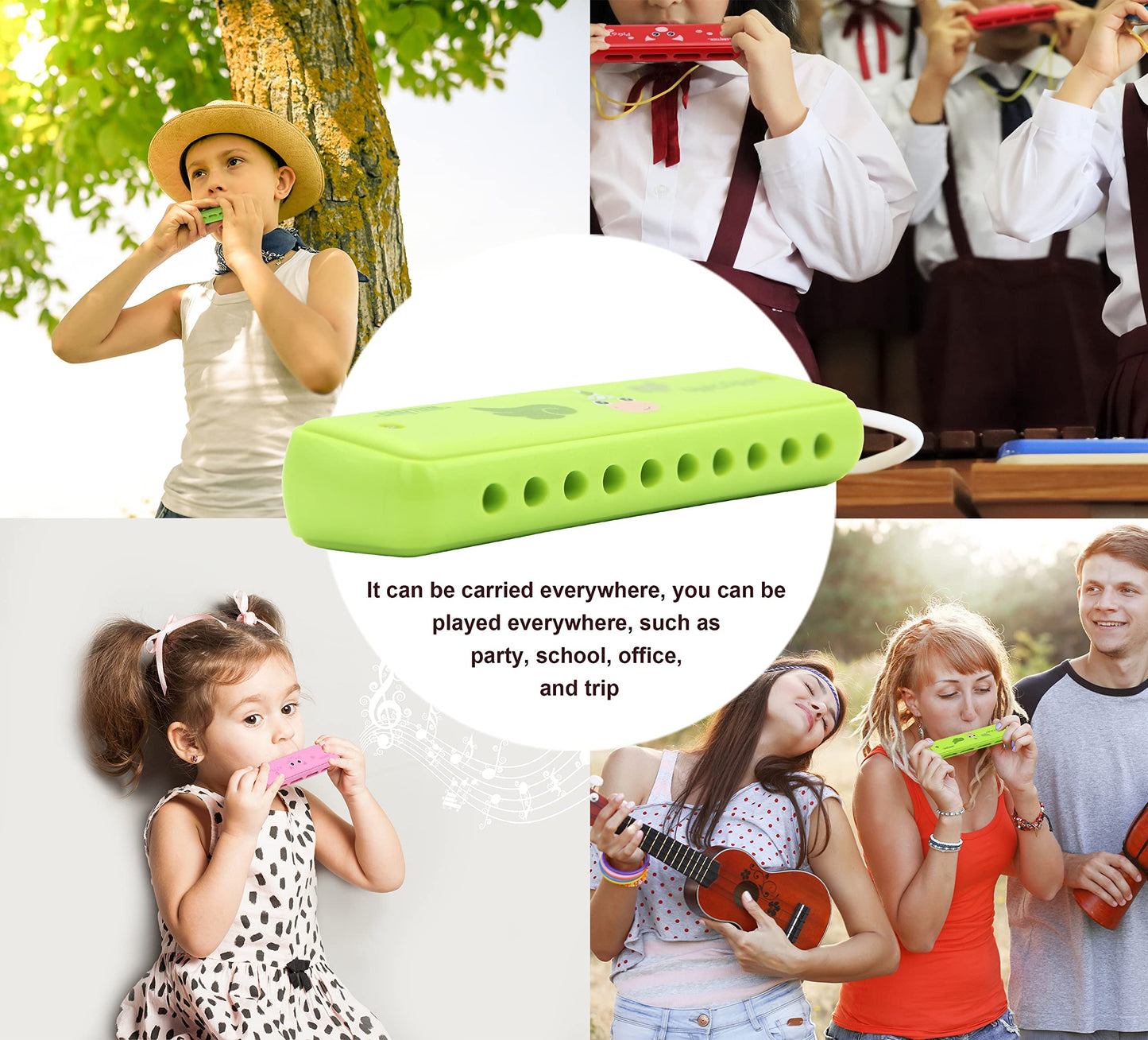 CRAFTEEM Color Blues Harmonica for Kids – Key of C, 10-Hole, 20 Tones, Beginner Toy Gift