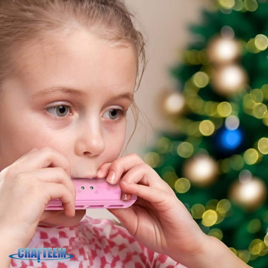 CRAFTEEM Color Blues Harmonica – Key of C for Kids, 10 Hole, 20 Tones
