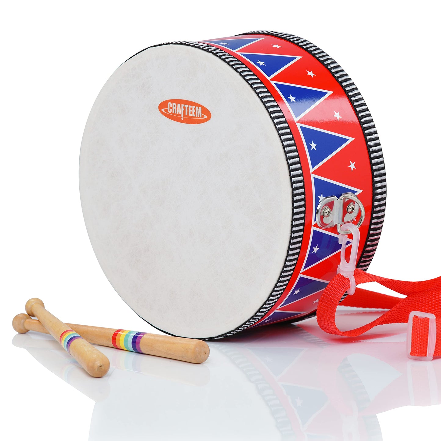 CRAFTEEM Kids Drum Set for Toddlers – Safe Wooden Musical Toy with Wrist Bells & Sticks