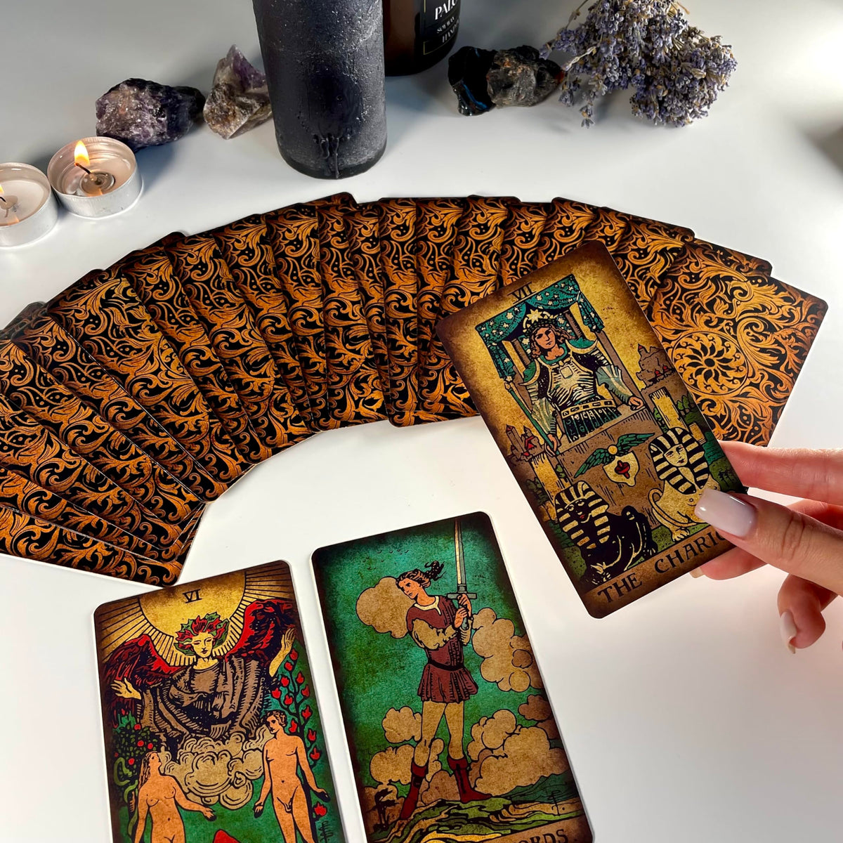 CRAFTERIAN Bright Tarot Cards Deck – 78-Card Tarot Set with Guidebook & Gift Bag