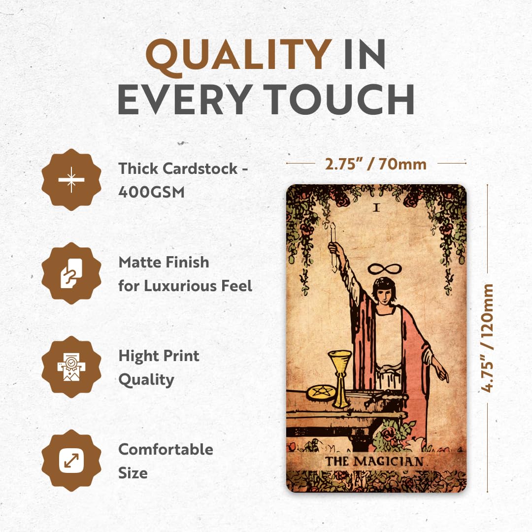 CRAFTERIAN Classic Tarot Set – 78 Gold-Edged Cards with Guidebook
