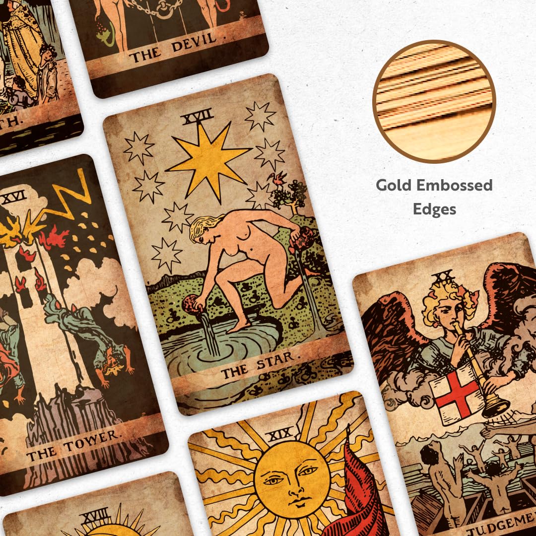 CRAFTERIAN Classic Tarot Set – 78 Gold-Edged Cards with Guidebook
