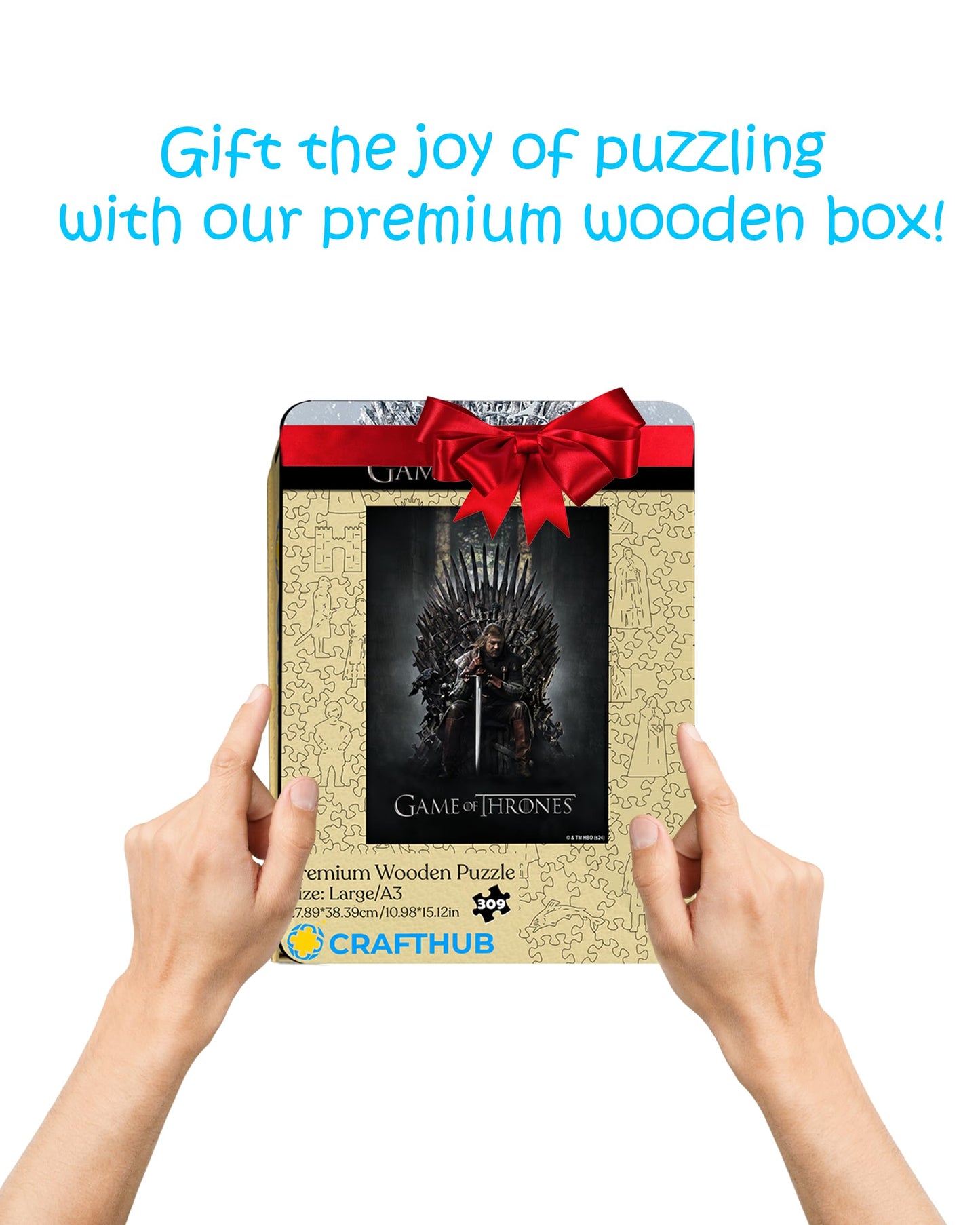 CRAFTHUB Game of Thrones Wooden Puzzle for Adults – A3 Size, 311 Pieces, Ned Stark's Iron Throne