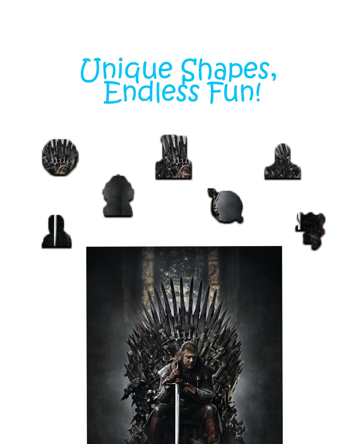 CRAFTHUB Game of Thrones Wooden Puzzle for Adults – A3 Size, 311 Pieces, Ned Stark's Iron Throne