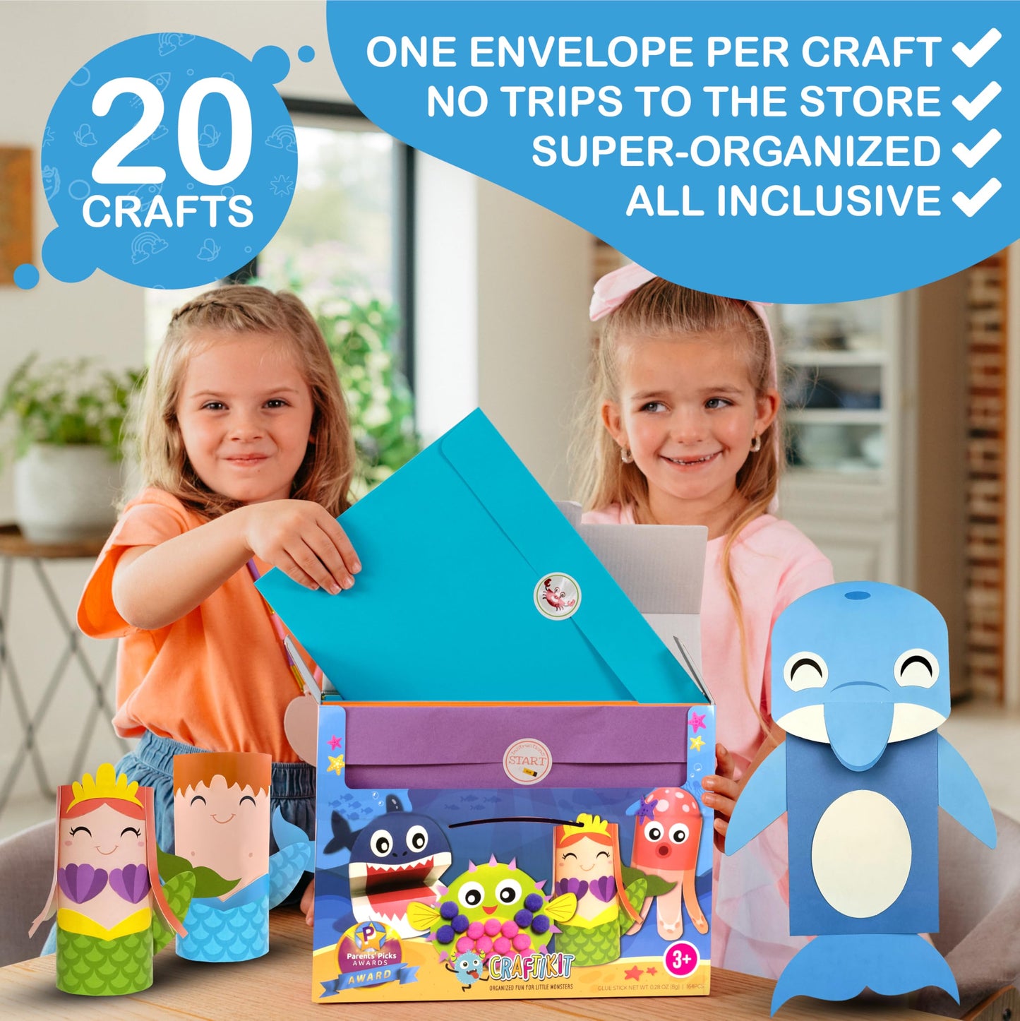 Craftikit 20 Under The Sea Arts & Crafts Kits for Kids – Mermaid & Sea Animals