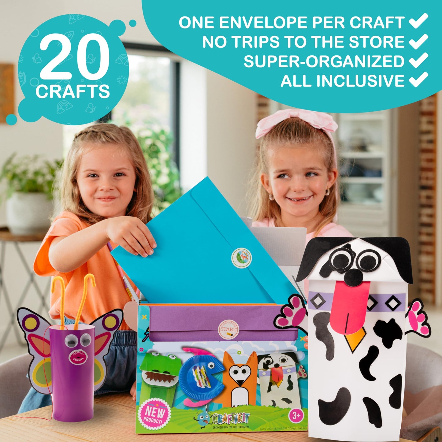 Craftikit® 20 Award-W Winning Animal Craft Kits for Kids 3–10 | All-Inclusive Arts & Crafts Box