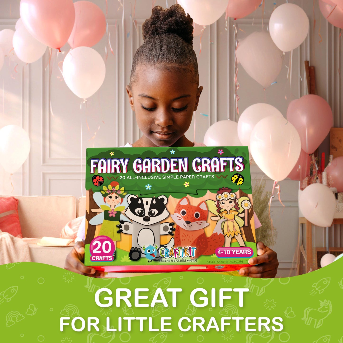 Craftikit – 20 Award-Winning Fairy Garden Crafts for Kids | All-Inclusive Paper Toddler Craft Kit (Ages 3–10)