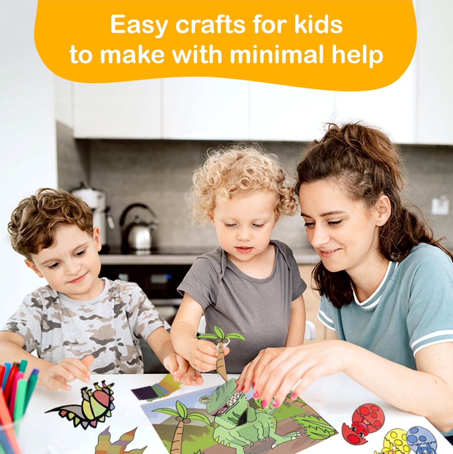 Craftikit® 20 Award-Winning Dinosaur Crafts for Kids – All-Inclusive Montessori-Style Craft Kit (Ages 3–10)