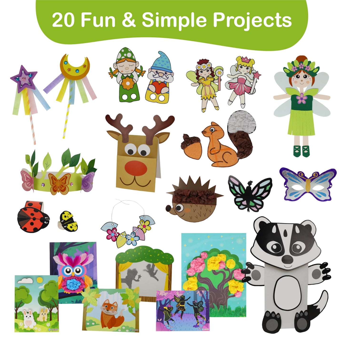 Craftikit – 20 Award-Winning Fairy Garden Crafts for Kids | All-Inclusive Paper Toddler Craft Kit (Ages 3–10)