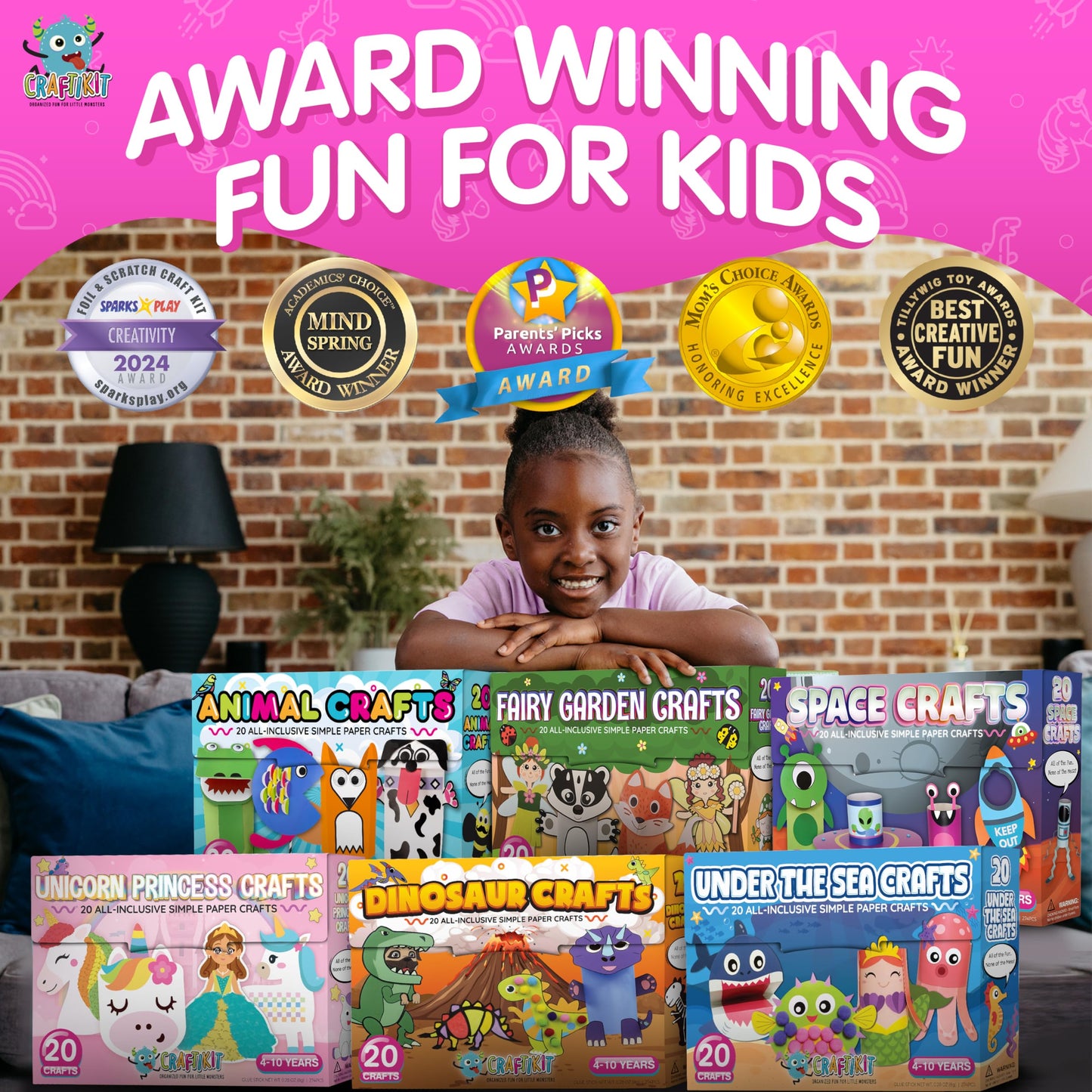 Craftikit® 20 Award-W Winning Animal Craft Kits for Kids 3–10 | All-Inclusive Arts & Crafts Box