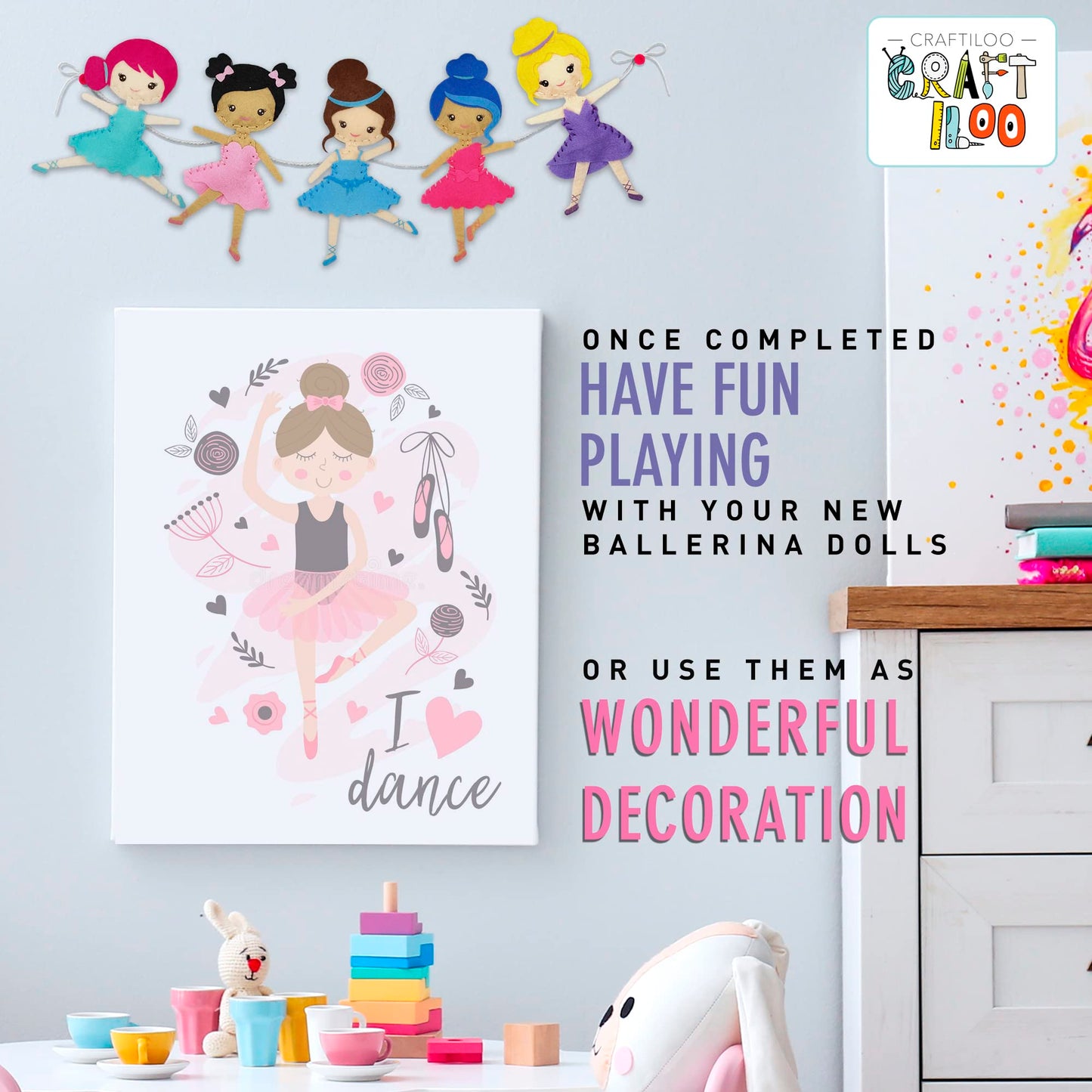 CRAFTILOO Ballerina Dancers Sewing Kit for Kids – Fun, Educational Craft Set for Ages 5-12