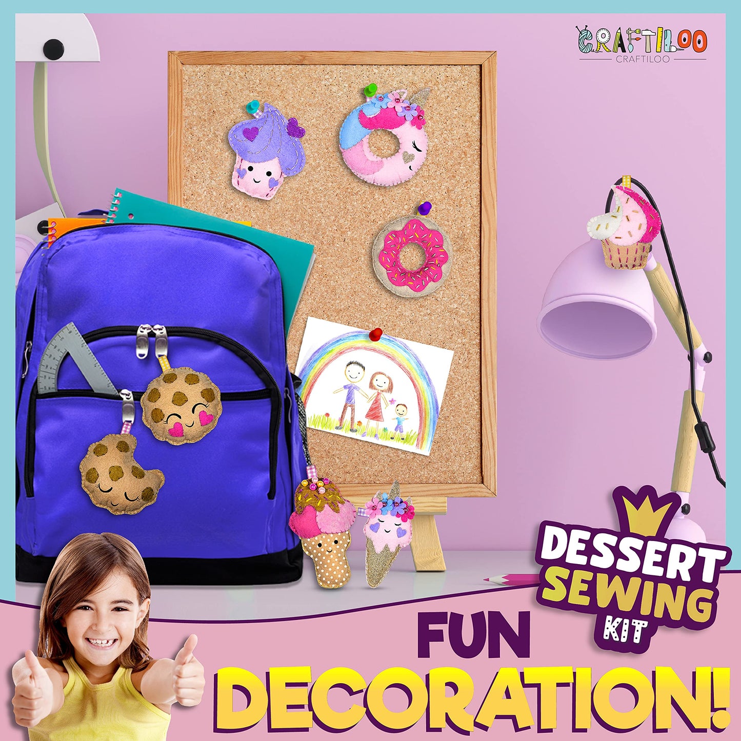 CRAFTILOO 12 Pre-Cut Mini Treats Dessert Sewing Kit for Kids 8-12 – Learn to Sew