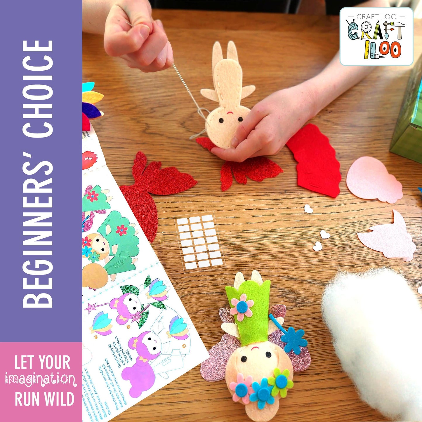 CRAFTILOO Fairy Sewing Kit for Kids — 5 Easy Felt Plush Projects