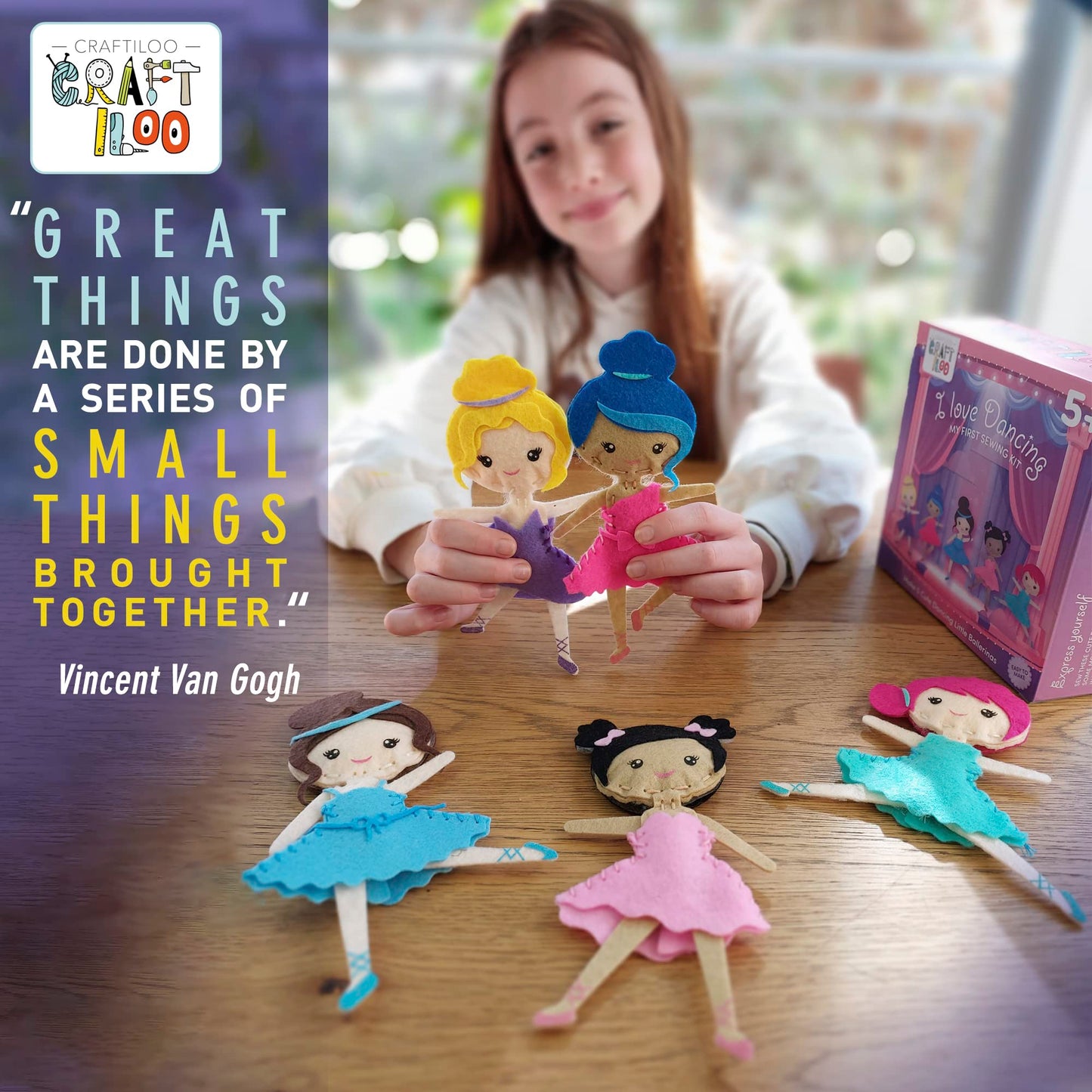 CRAFTILOO Ballerina Dancers Sewing Kit for Kids – Fun, Educational Craft Set for Ages 5-12