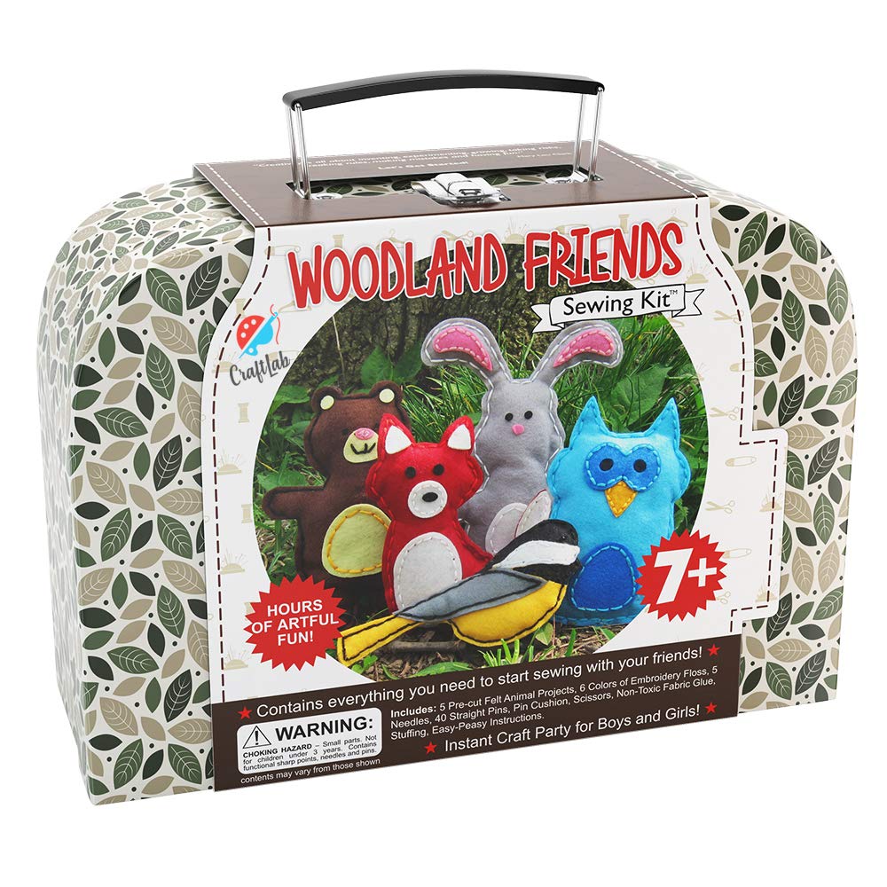 CraftLab Woodland Animals Kids Sewing Kit – Educational Beginner Craft for Ages 7–13